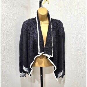 Candies Y2K Fairy Goth Grunge Fuzzy Cardigan Open Sweater Womens M Black White